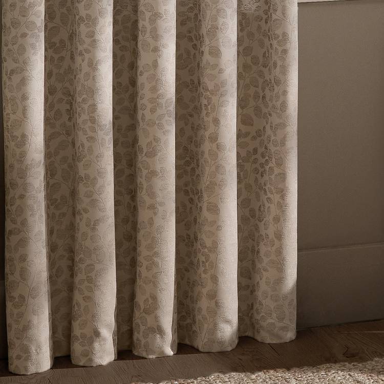 Wylder Grace Leaf taupe curtains 229x137cm, UK version
