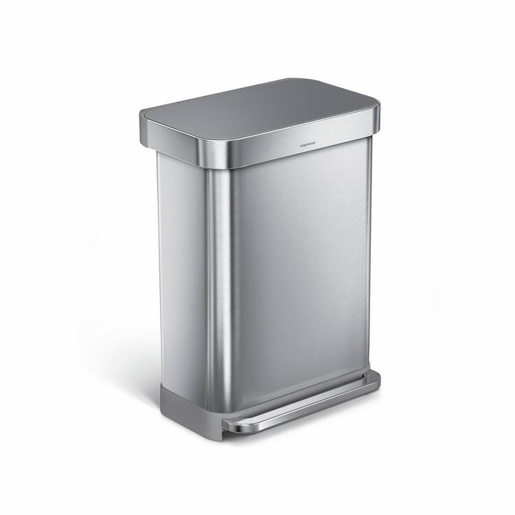 Simplehuman stainless steel rectangular pedal bin 55 litre (British brand)