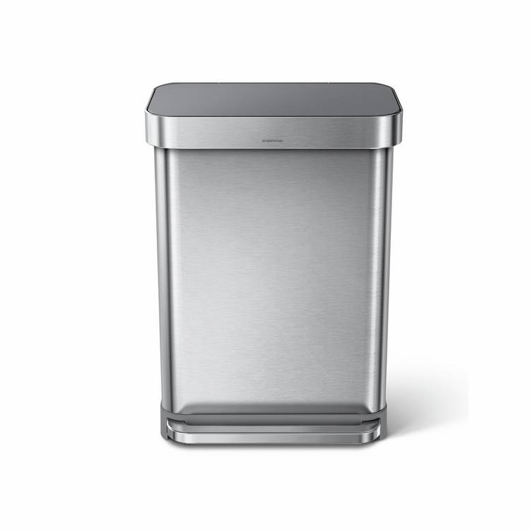 Simplehuman stainless steel rectangular pedal bin 55 litre (British brand)