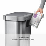 Simplehuman stainless steel rectangular pedal bin 55 litre (British brand)