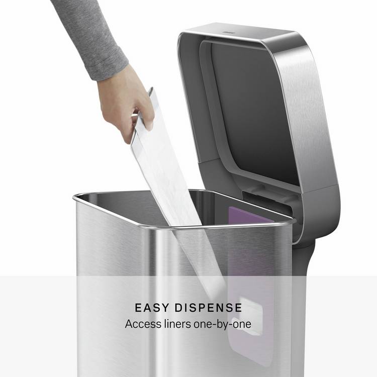 Simplehuman stainless steel rectangular pedal bin 55 litre (British brand)