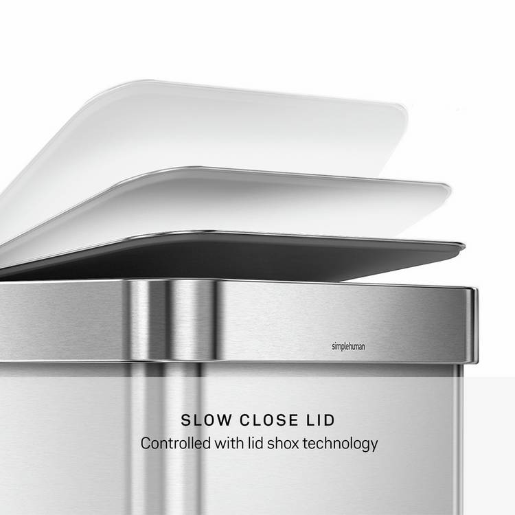Simplehuman stainless steel rectangular pedal bin 55 litre (British brand)