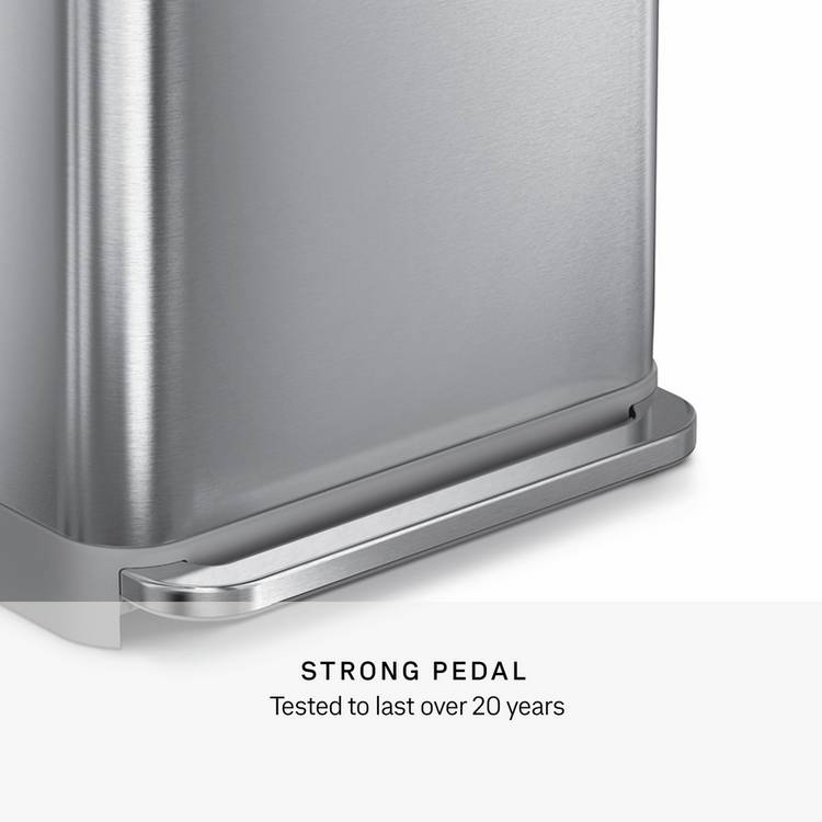 Simplehuman stainless steel rectangular pedal bin 55 litre (British brand)