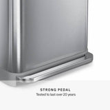Simplehuman stainless steel rectangular pedal bin 55 litre (British brand)