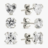 Revere cubic zirconia stud earrings set of 3 pairs, UK version