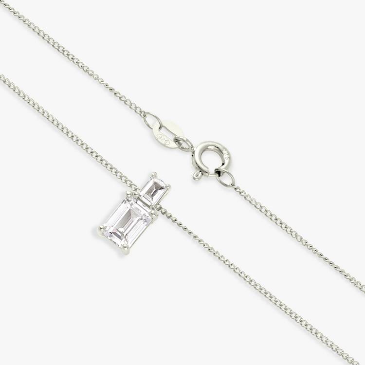 Revere sterling silver pendant necklace with two cubic zirconia, 46cm chain, UK version