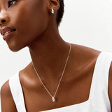 Revere sterling silver pendant necklace with two cubic zirconia, 46cm chain, UK version