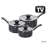 Argos Prestige Disney 3 Piece Ceramic Non-Stick Saucepans Set - Black- Buy online at McGrocer