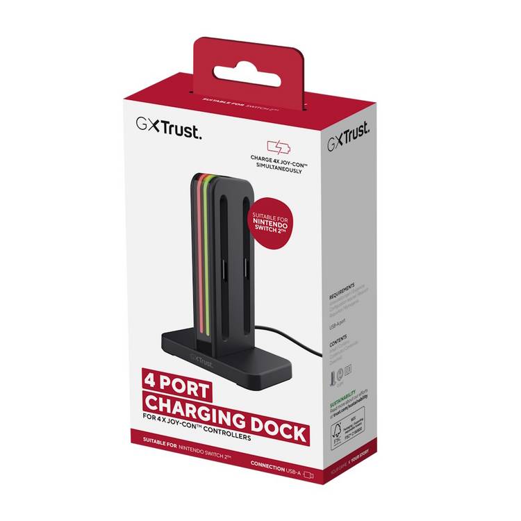 GXTrust 4-port charging dock for Nintendo Switch 2, imported from the UK