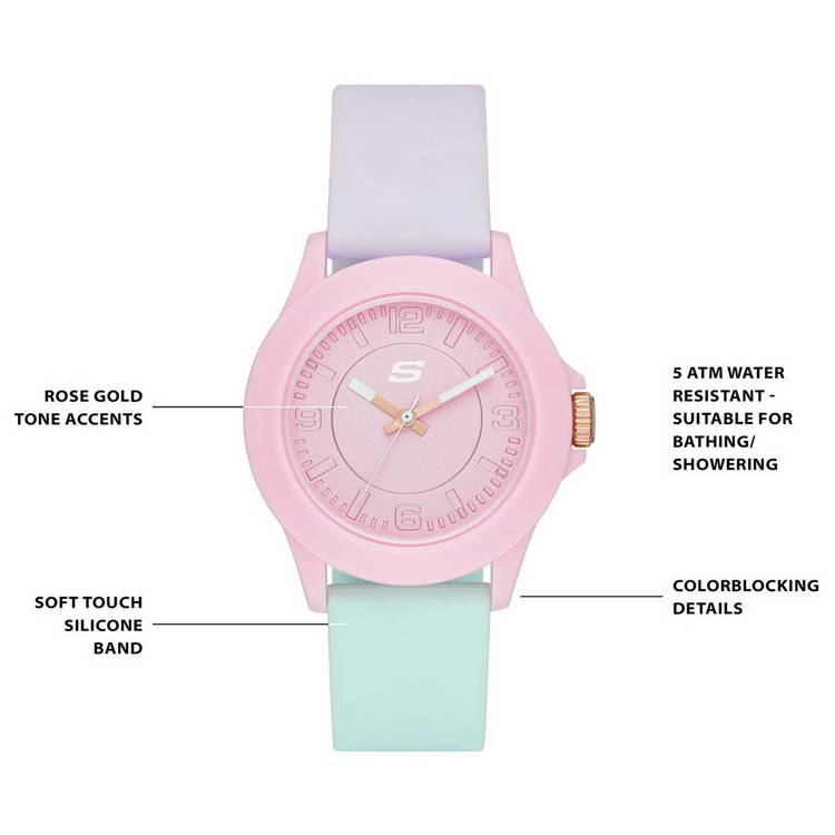Skechers Rosencrans pastel colours silicone strap watch - British product