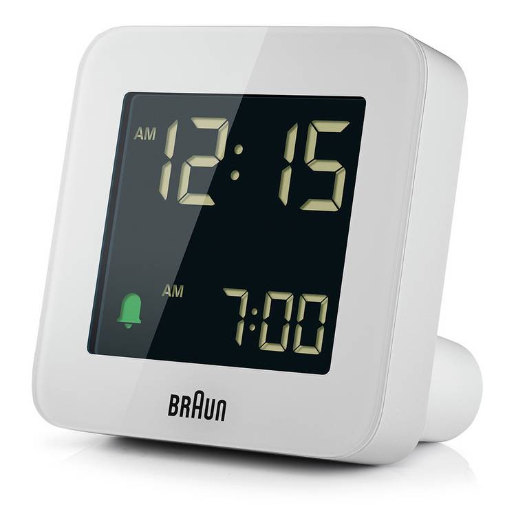 Braun digital alarm clock white with snooze and backlight - British product