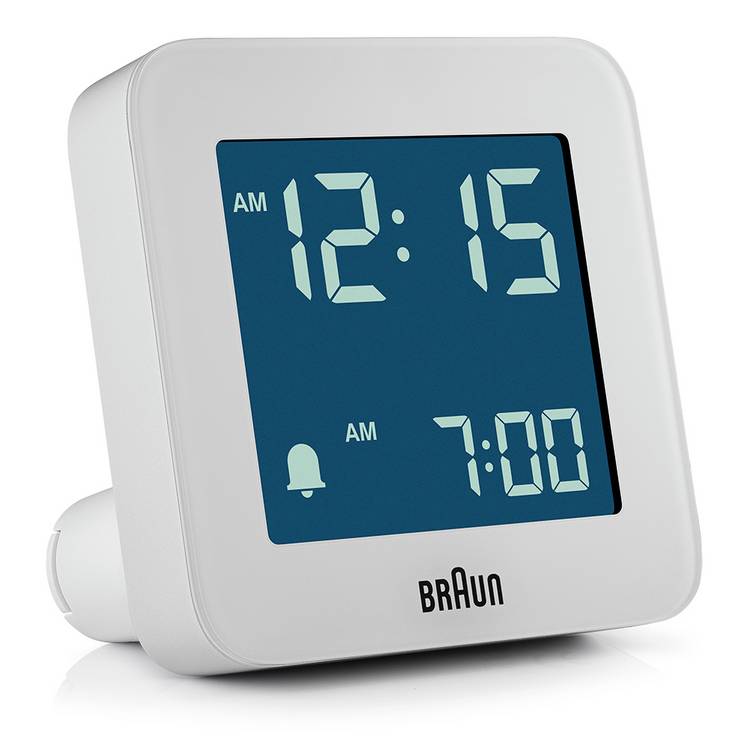 Braun digital alarm clock white with snooze and backlight - British product
