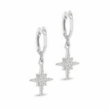 Revere sterling silver cubic zirconia North Star drop earrings - British product