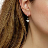 Revere sterling silver cubic zirconia North Star drop earrings - British product