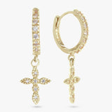 Argos Revere Gold Plated Silver Cross Drop Huggies Earrings- Buy online at McGrocer
