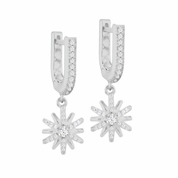 Revere sterling silver cubic zirconia star drop earrings, UK version