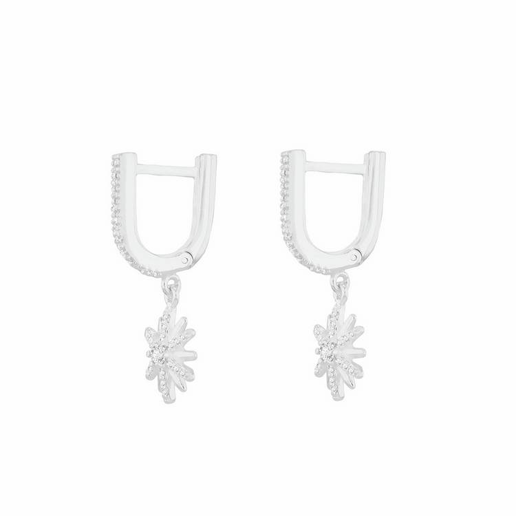 Revere sterling silver cubic zirconia star drop earrings, UK version