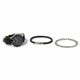 Uncommon Souls watch and bracelet set black leather strap, UK version
