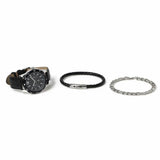 Uncommon Souls watch and bracelet set black leather strap, UK version