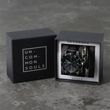Uncommon Souls watch and bracelet set black leather strap, UK version