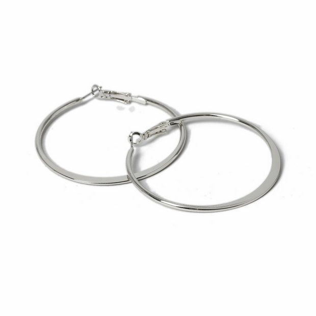 Freedom silver-tone hoop earrings medium knife edge, imported from the UK