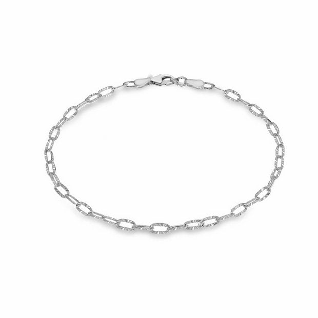 Revere sterling silver diamond cut oval belcher bracelet 18cm, UK version