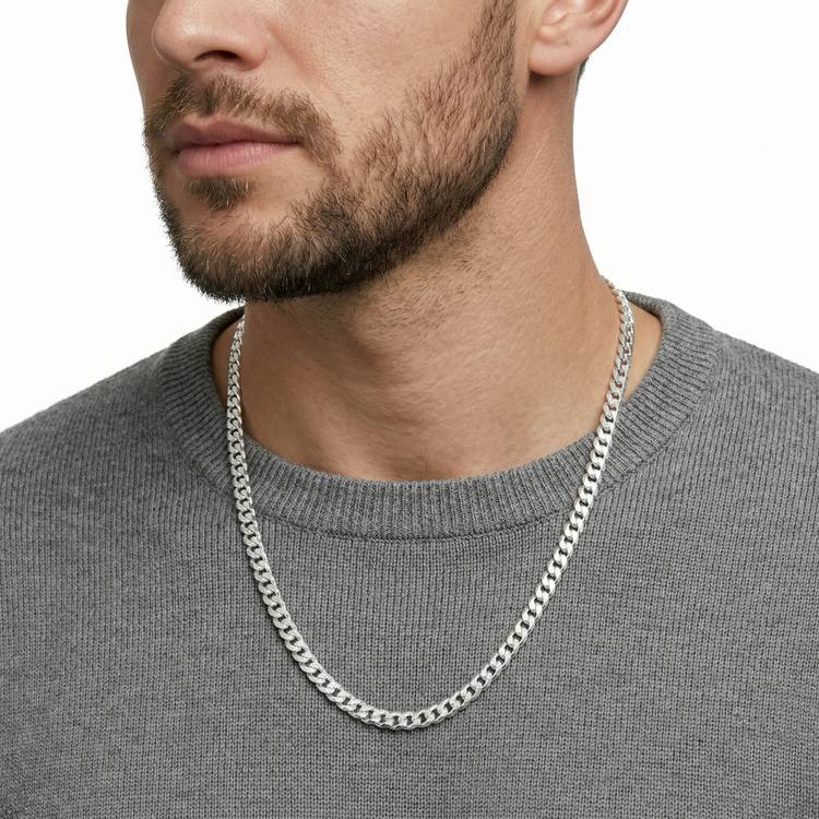 Revere sterling silver stardust curb chain 20 inch, UK version