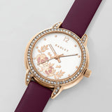 Radley watch stone set bezel cranberry red leather strap 32mm, UK version