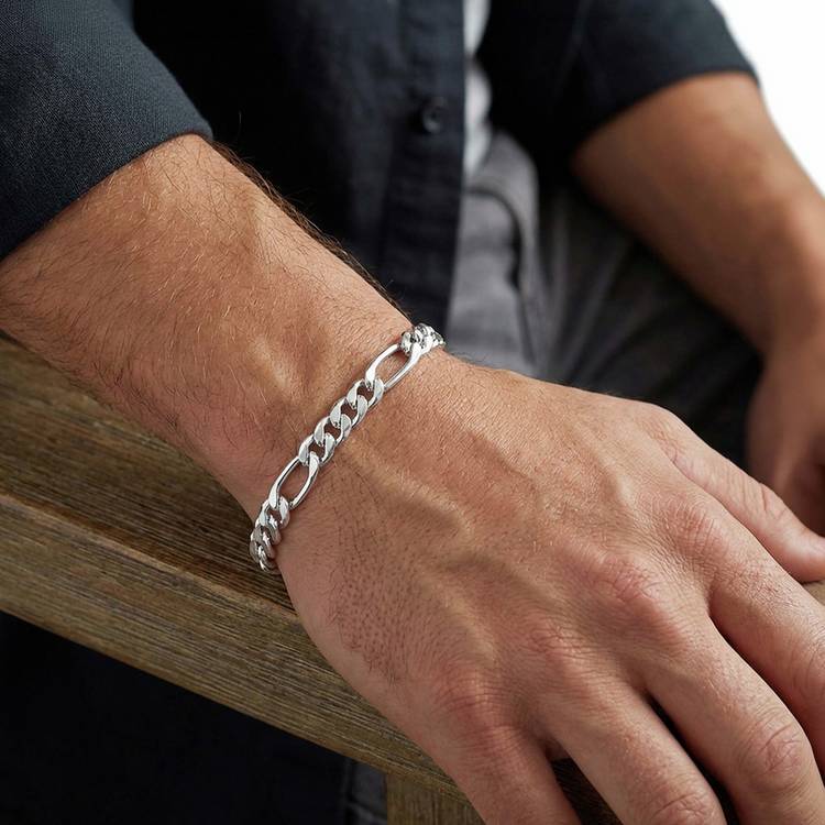 Revere sterling silver figaro bracelet (British brand)