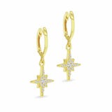 Revere 18ct gold plated sterling silver North Star drop earrings (British brand)