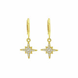Revere 18ct gold plated sterling silver North Star drop earrings (British brand)