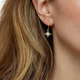 Revere 18ct gold plated sterling silver North Star drop earrings (British brand)
