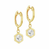 Argos Revere 18ct Gold Plated Sterling Silver Hexagon Huggie Earrings- Buy online at McGrocer