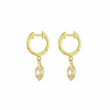 Revere 18ct gold plated sterling silver hexagon huggie earrings, UK version