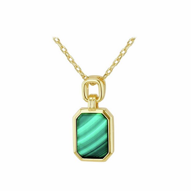 Revere gold plated malachite necklace with adjustable chain, UK version