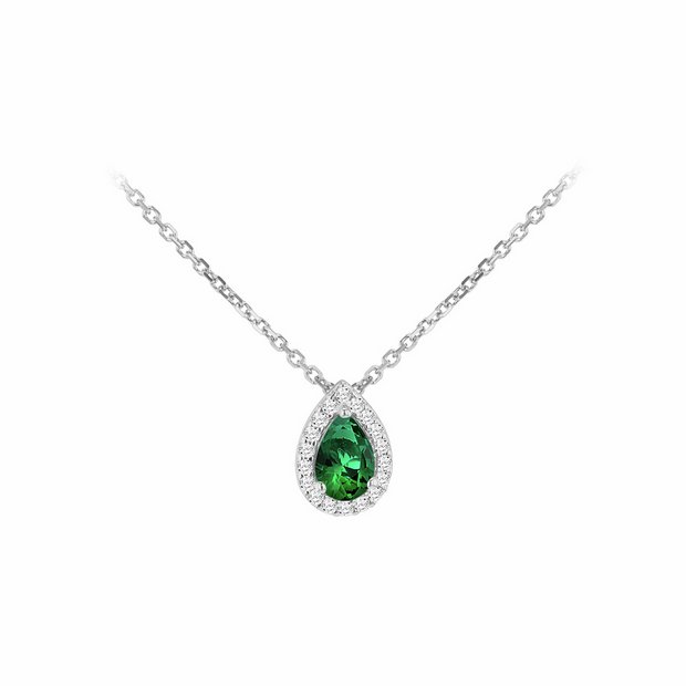 Revere teardrop green cubic zirconia necklace, imported from the UK