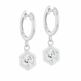 Revere sterling silver hexagon huggie earrings cubic zirconia, imported from the UK
