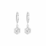 Revere sterling silver hexagon huggie earrings cubic zirconia, imported from the UK