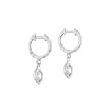 Revere sterling silver hexagon huggie earrings cubic zirconia, imported from the UK