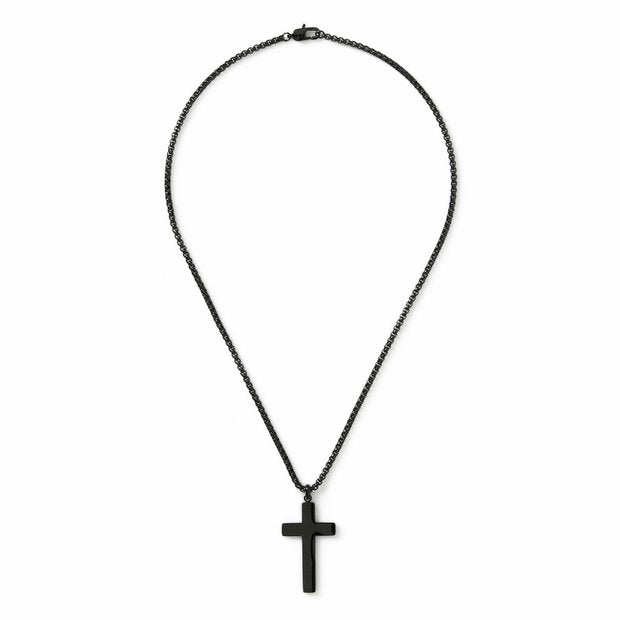 Uncommon Souls cross pendant necklace black tone stainless steel, UK version