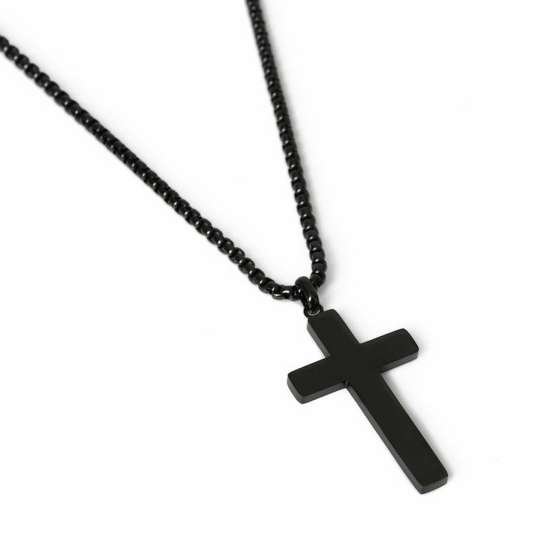 Uncommon Souls cross pendant necklace black tone stainless steel, UK version
