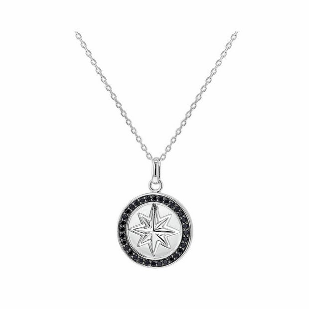 Revere rhodium plated pendant with black cubic zirconia, UK version