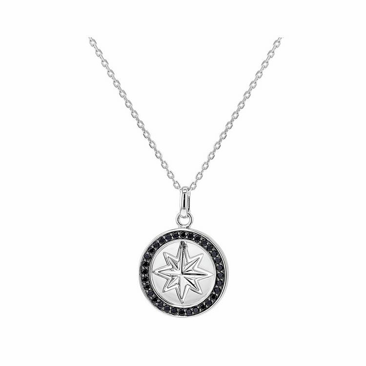 Revere rhodium plated pendant with black cubic zirconia, UK version