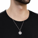 Revere rhodium plated pendant with black cubic zirconia, UK version