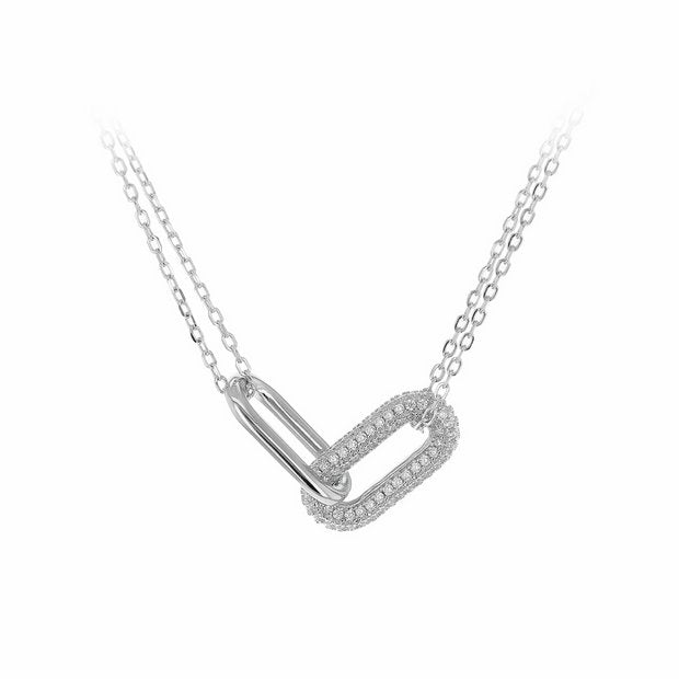 Revere sterling silver cubic zirconia link pendant necklace, UK version