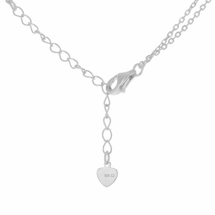 Revere sterling silver cubic zirconia link pendant necklace, UK version