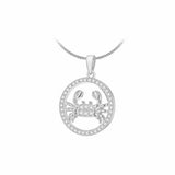 Revere sterling silver Cancer zodiac pendant necklace with cubic zirconia 46cm (British brand)