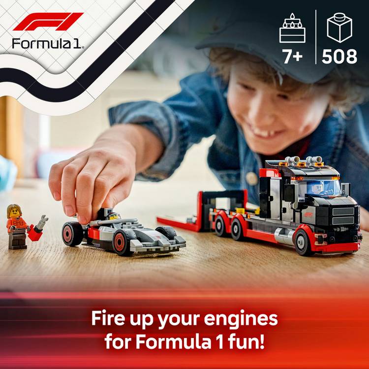 LEGO F1 Display Truck with Audi race car toy, UK version