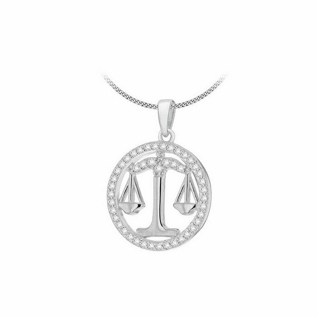 Revere sterling silver Libra zodiac pendant 46cm chain - British product