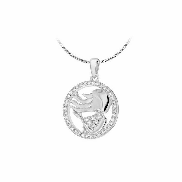 Revere Virgo zodiac pendant in sterling silver with cubic zirconia, imported from the UK